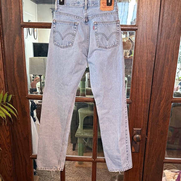 Levis 505 Regular Fit Light Wash Straight Leg Jeans W29 L34 Blue Cotton - Picture 5 of 5